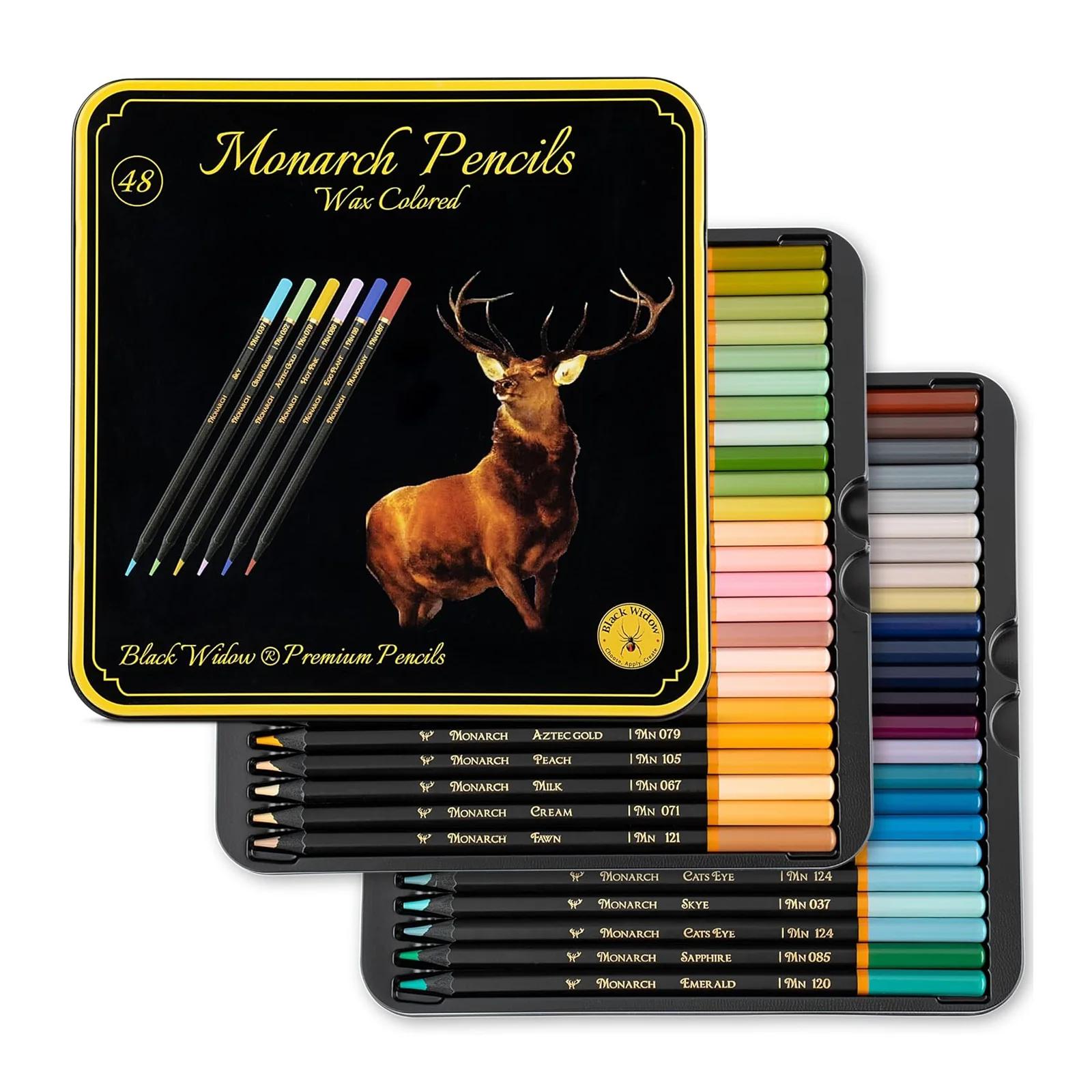 Black Widow Colour Pencils Monarch Set of 48