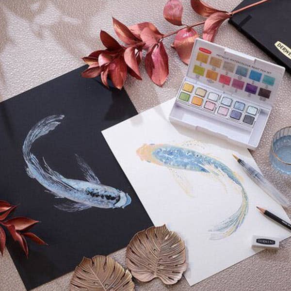 Derwent Metallic Watercolour Paint Pan Set - Image 3