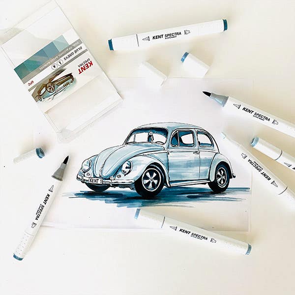 Kent Spectra Graphic Design Marker Set 6 (Blue Greys) - Image 2
