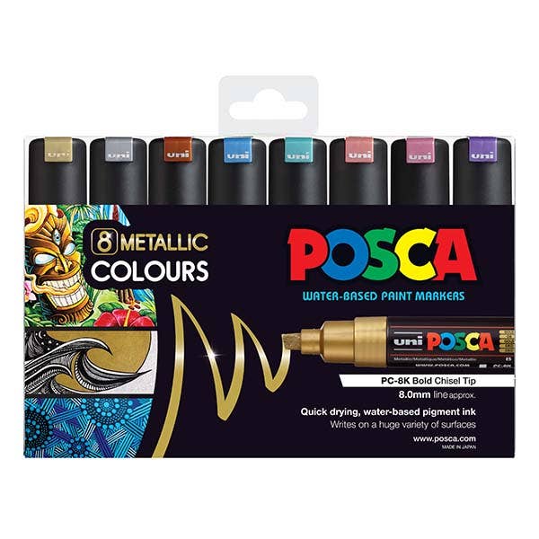 Posca Marker Broad (PC-8K) Metallic Set 8