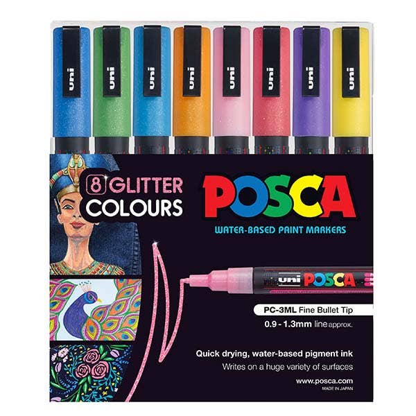 Posca Marker Fine (PC-3M) Glitter Set 8