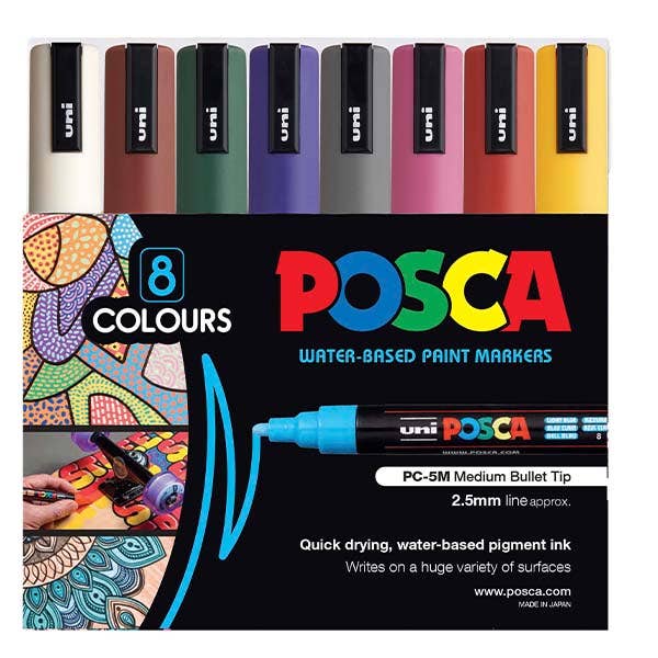 Posca Marker Medium (PC-5M) Dark Colours Set 8