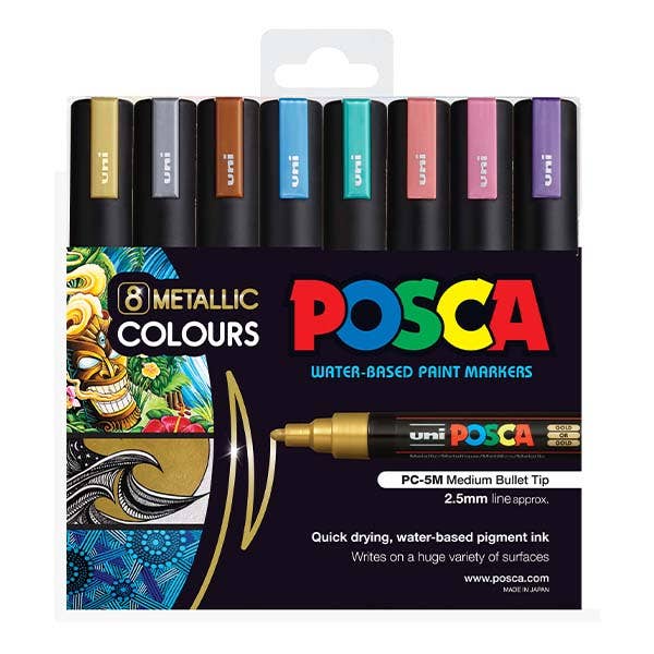 Posca Marker Medium (PC-5M) Metallic Set 8