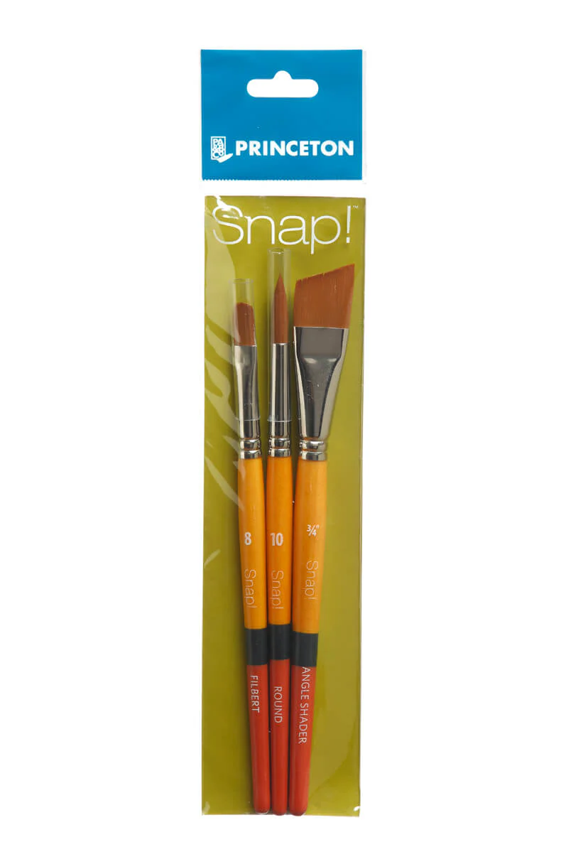 Princeton Snap! Gold Synthetic Short Handle Brush Set 3
