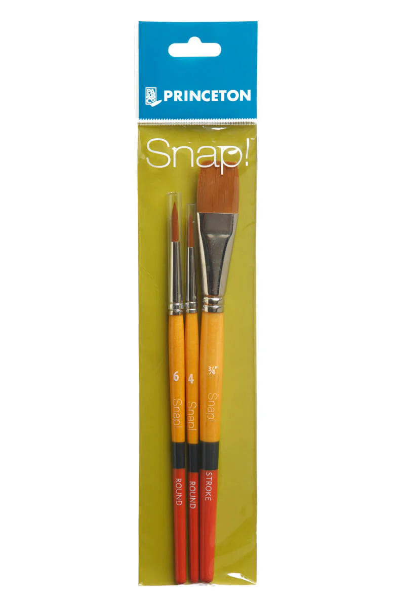 Princeton Snap! Gold Synthetic Short Handle Brush Set 3 - Image 2