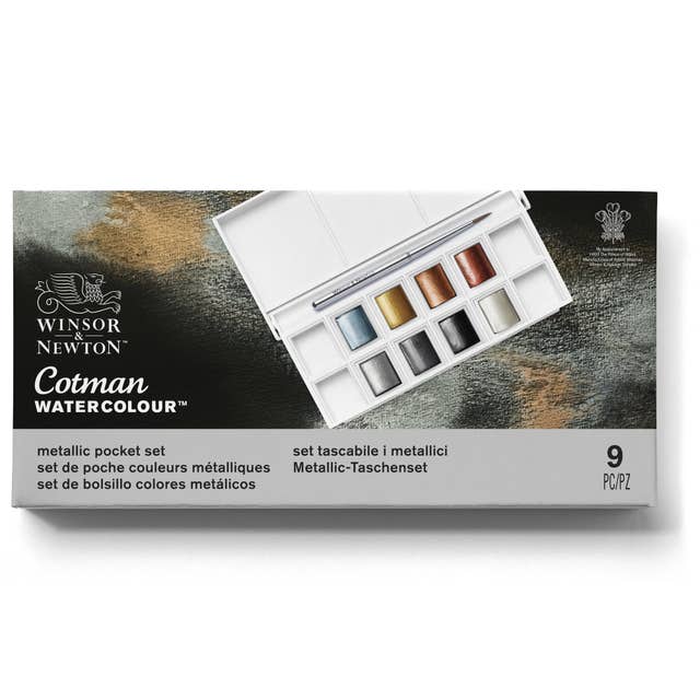 Winsor & Newton Cotman Half Pan Watercolour Pocket Set (Metallic)