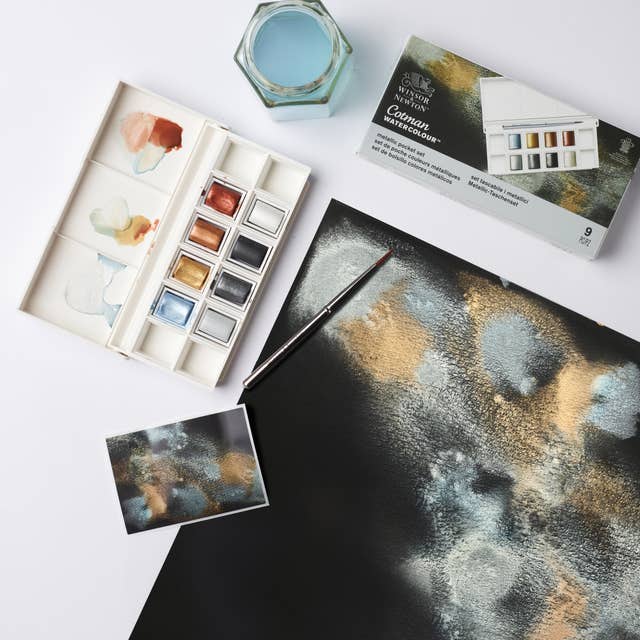 Winsor & Newton Cotman Half Pan Watercolour Pocket Set (Metallic) - Image 4